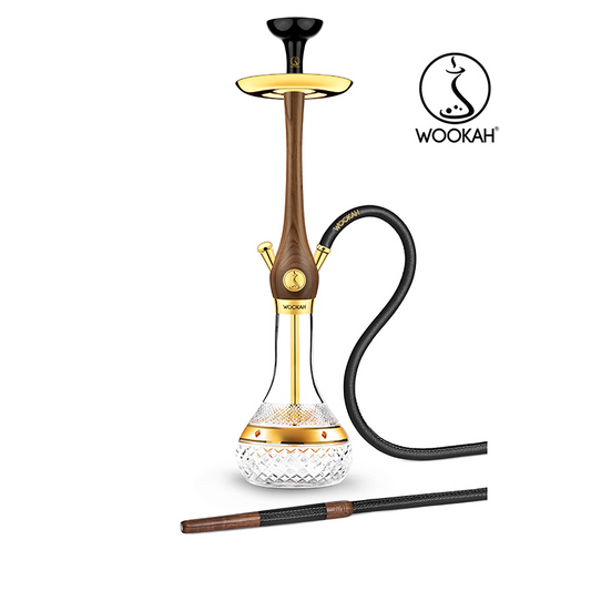 24K Gold-Plated WOOKAH Amber Gold Walnut Set